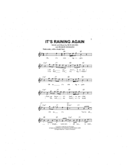 page one of It's Raining Again (Lead Sheet / Fake Book)