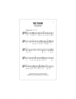 page one of No Rain (Lead Sheet / Fake Book)