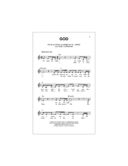 page one of God (Lead Sheet / Fake Book)