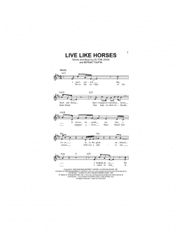 page one of Live Like Horses (Lead Sheet / Fake Book)