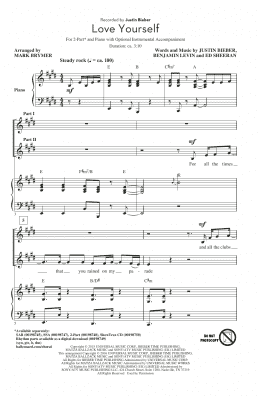 page one of Love Yourself (arr. Mark Brymer) (2-Part Choir)