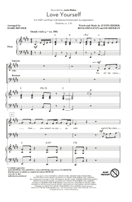 page one of Love Yourself (arr. Mark Brymer) (SAB Choir)