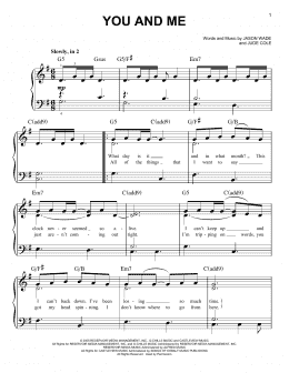 page one of You And Me (Easy Piano)