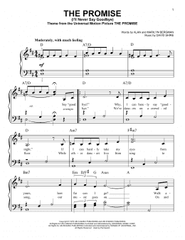 page one of The Promise (I'll Never Say Goodbye) (Easy Piano)