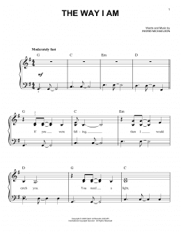 page one of The Way I Am (Easy Piano)
