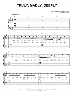 page one of Truly, Madly, Deeply (Easy Piano)