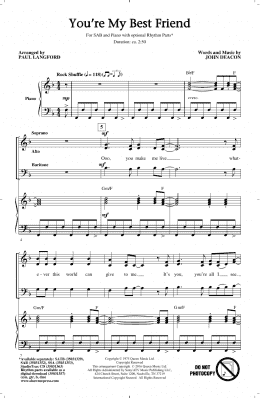 page one of You're My Best Friend (arr. Paul Langford) (SAB Choir)