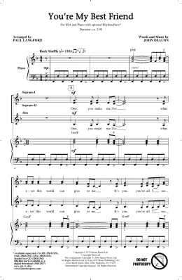 page one of You're My Best Friend (arr. Paul Langford) (SSA Choir)