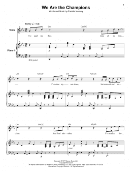 page one of We Are The Champions (Keyboard Transcription)