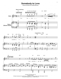 page one of Somebody To Love (Keyboard Transcription)
