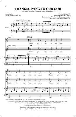 page one of Thanksgiving To Our God (Unison Choir)