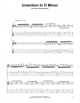 page one of Invention In D Minor (Guitar Tab (Single Guitar))