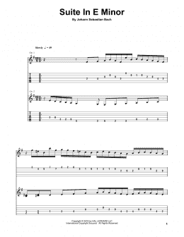 page one of Suite In E Minor BWV 996 (Guitar Tab (Single Guitar))