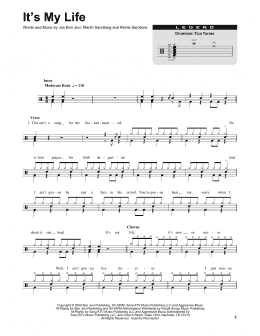 page one of It's My Life (Drums Transcription)