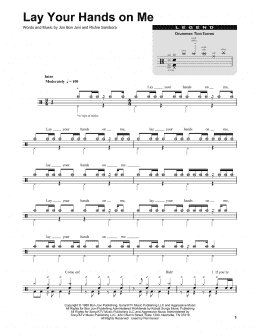 page one of Lay Your Hands On Me (Drums Transcription)