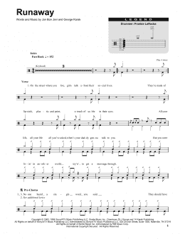 page one of Runaway (Drums Transcription)