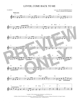 page one of Lover, Come Back To Me (Clarinet Solo)