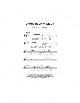 page one of Mercy Came Running (Lead Sheet / Fake Book)