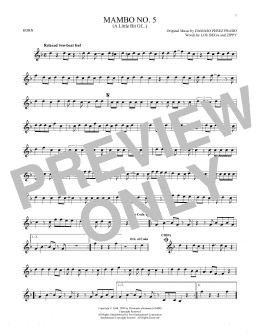 page one of Mambo No. 5 (A Little Bit Of...) (French Horn Solo)