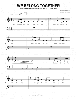 page one of We Belong Together (from Toy Story 3) (Beginning Piano Solo)