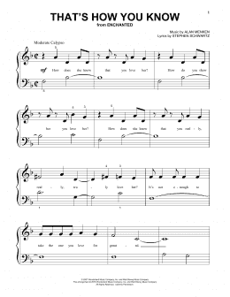 page one of That's How You Know (from Enchanted) (Beginning Piano Solo)