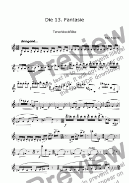 page one of 13th Fantasia for Recorder Solo