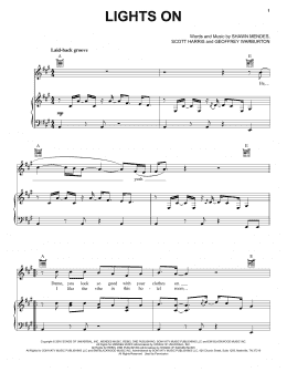 page one of Lights On (Piano, Vocal & Guitar Chords (Right-Hand Melody))
