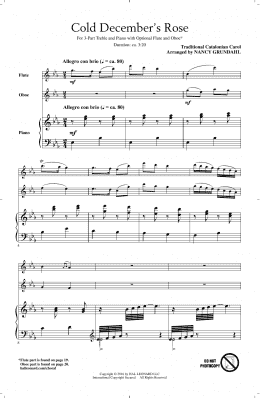 page one of Cold December's Rose (3-Part Treble Choir)