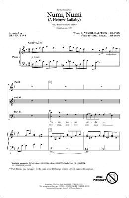 page one of Numi, Numi (SAB Choir)