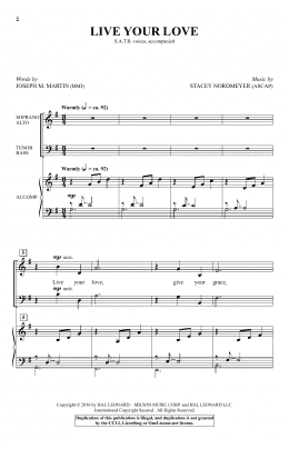 page one of Live Your Love (SATB Choir)