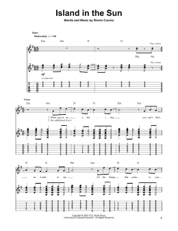 page one of Island In The Sun (Guitar Tab (Single Guitar))