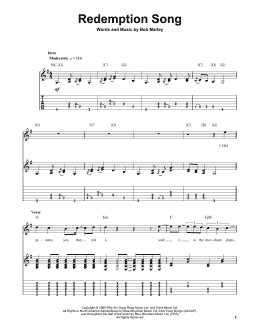 page one of Redemption Song (Guitar Tab (Single Guitar))