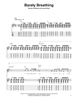 page one of Barely Breathing (Guitar Tab (Single Guitar))