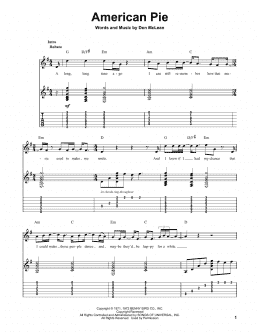 page one of American Pie (Guitar Tab (Single Guitar))