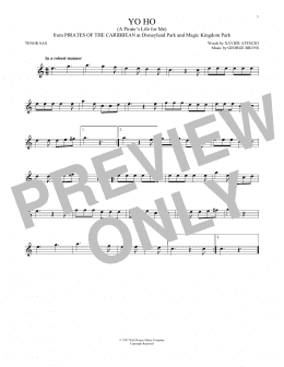 page one of Yo Ho (A Pirate's Life For Me) (Tenor Sax Solo)