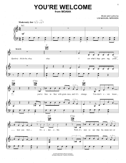 page one of You're Welcome (from Moana) (Piano, Vocal & Guitar Chords (Right-Hand Melody))