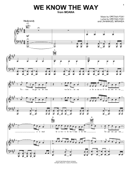 page one of We Know The Way (from Moana) (Piano, Vocal & Guitar Chords (Right-Hand Melody))