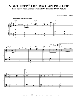page one of Star Trek The Motion Picture (Easy Piano)