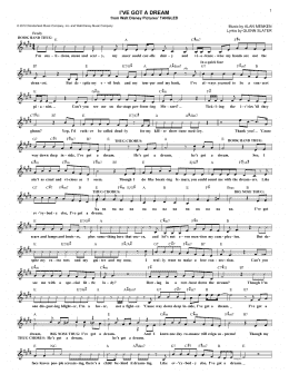 page one of I've Got A Dream (from Tangled) (Lead Sheet / Fake Book)