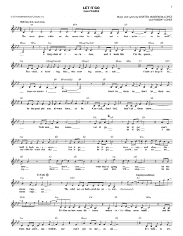 page one of Let It Go (from Frozen) (Lead Sheet / Fake Book)