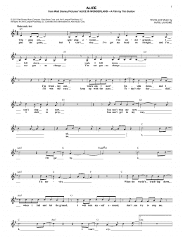 page one of Alice (Lead Sheet / Fake Book)