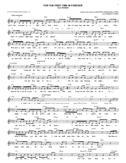 page one of For The First Time In Forever (from Frozen) (Lead Sheet / Fake Book)