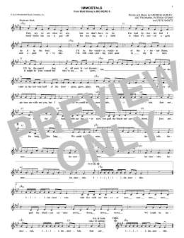 page one of Immortals (Lead Sheet / Fake Book)