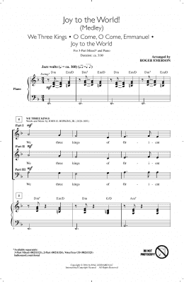 page one of Joy To The World! (Medley) (3-Part Mixed Choir)