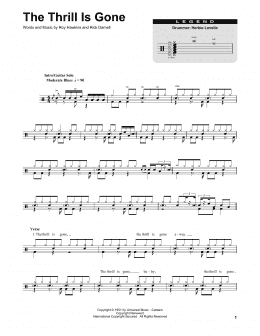 page one of The Thrill Is Gone (Drums Transcription)