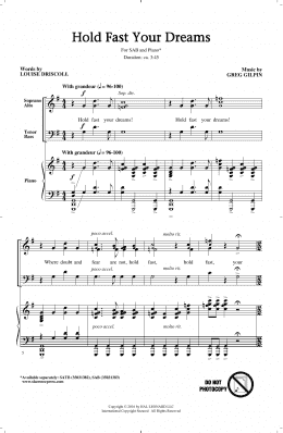 page one of Hold Fast Your Dreams! (SAB Choir)