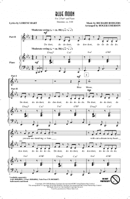 page one of Blue Moon (arr. Roger Emerson) (2-Part Choir)