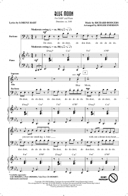 page one of Blue Moon (arr. Roger Emerson) (SAB Choir)