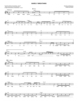 page one of Barely Breathing (Lead Sheet / Fake Book)
