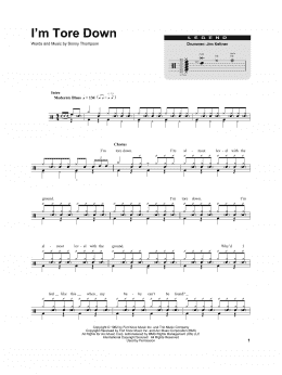 page one of I'm Tore Down (Drums Transcription)
